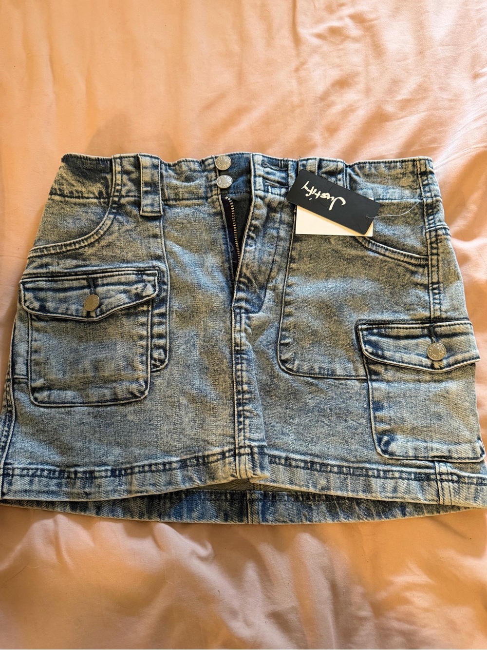 Blue cargo jean skirt